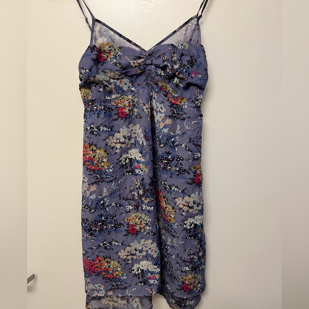 American Eagle Purple Floral Print Spaghetti Strap Dress